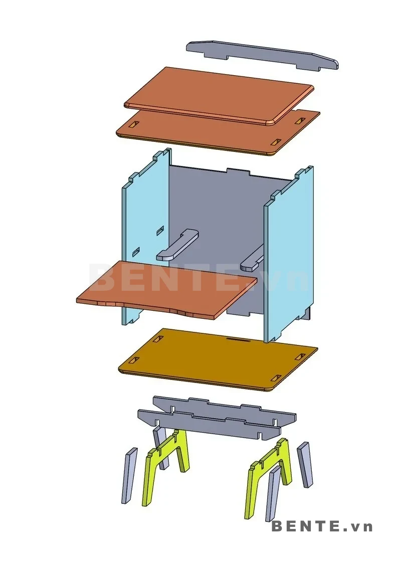 ảnh hướng dẫn lắp ráp, tủ đầu giường gỗ 2 tầng, tủ đầu giường 2 khoang mở