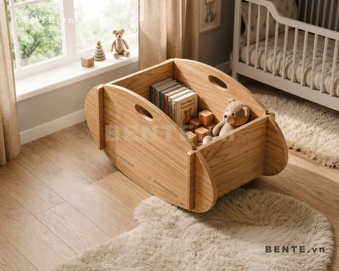 tủ gỗ phòng chơi dạng mở, tủ đồ chơi trẻ em lắp ráp