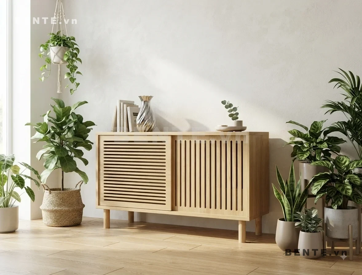 tủ phòng ngủ cánh nan hai kiểu, tủ gỗ dresser lắp ráp 2 cánh