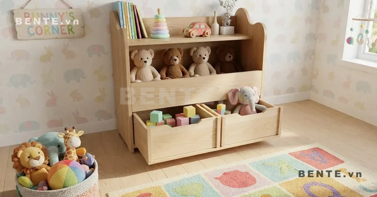 Tủ Gỗ Đồ Chơi Và Kệ Sách Cho Trẻ Em, 1 Khoang và 2 Hộc Đồ, Lắp Ráp Đơn Giản - T75146, tủ gỗ trẻ em kệ sách ngăn kéo, tủ đồ chơi có 2 ngăn kéo, tủ Montessori kệ sách cho bé, tủ đựng thú bông có khoang mở, tủ đồ chơi kết hợp kệ sách, tủ trẻ em khoang trưng thú bông, tủ đồ chơi ngăn kéo phía dưới, tủ sách và đồ chơi cho bé, tủ lưu trữ phòng chơi nhiều khoang, tủ gỗ trẻ em lắp ráp
