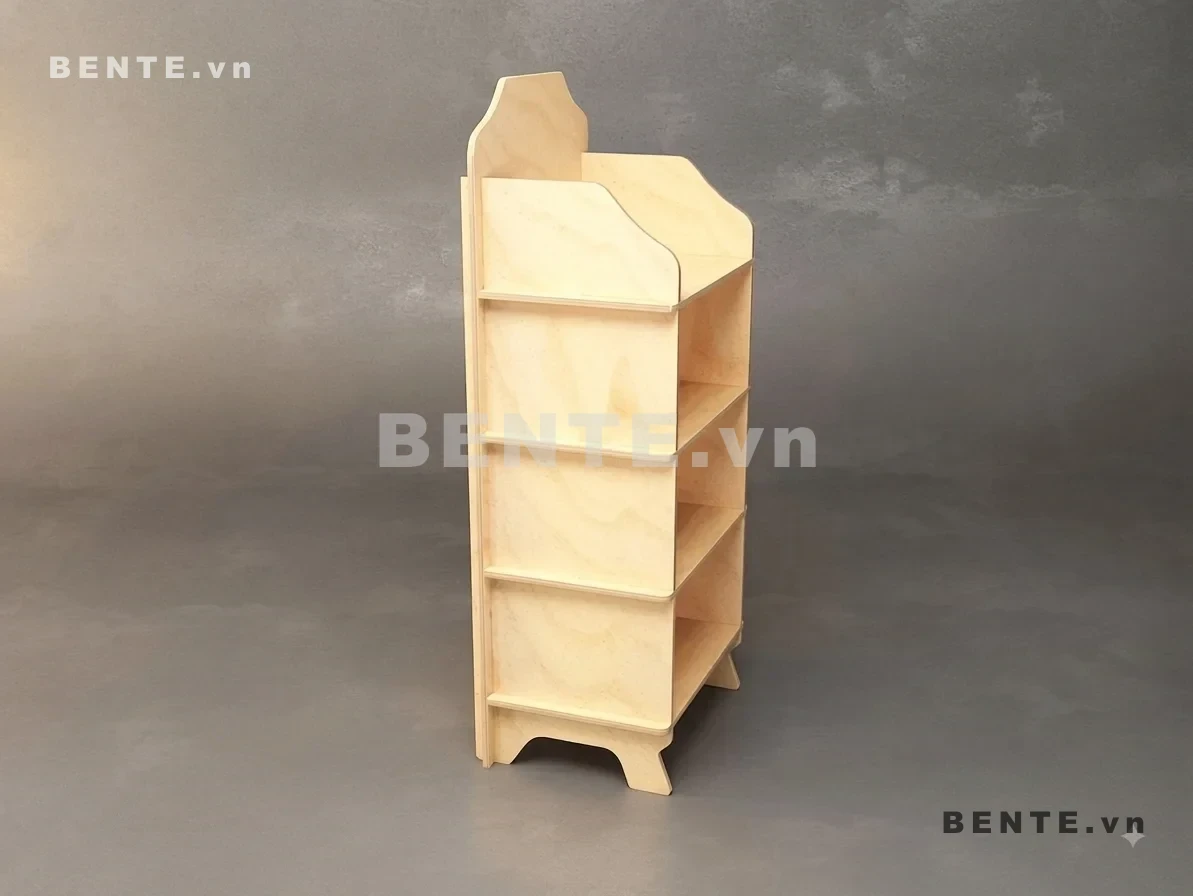 tủ gỗ lưu trữ kết hợp trưng bày, tủ kệ gỗ lắp ráp 4 tầng