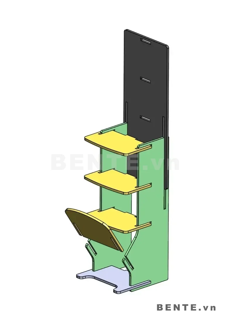 ảnh hướng dẫn lắp ráp, tủ sách gỗ trẻ em 3 tầng, tủ sách bé khoang mặt trước cong