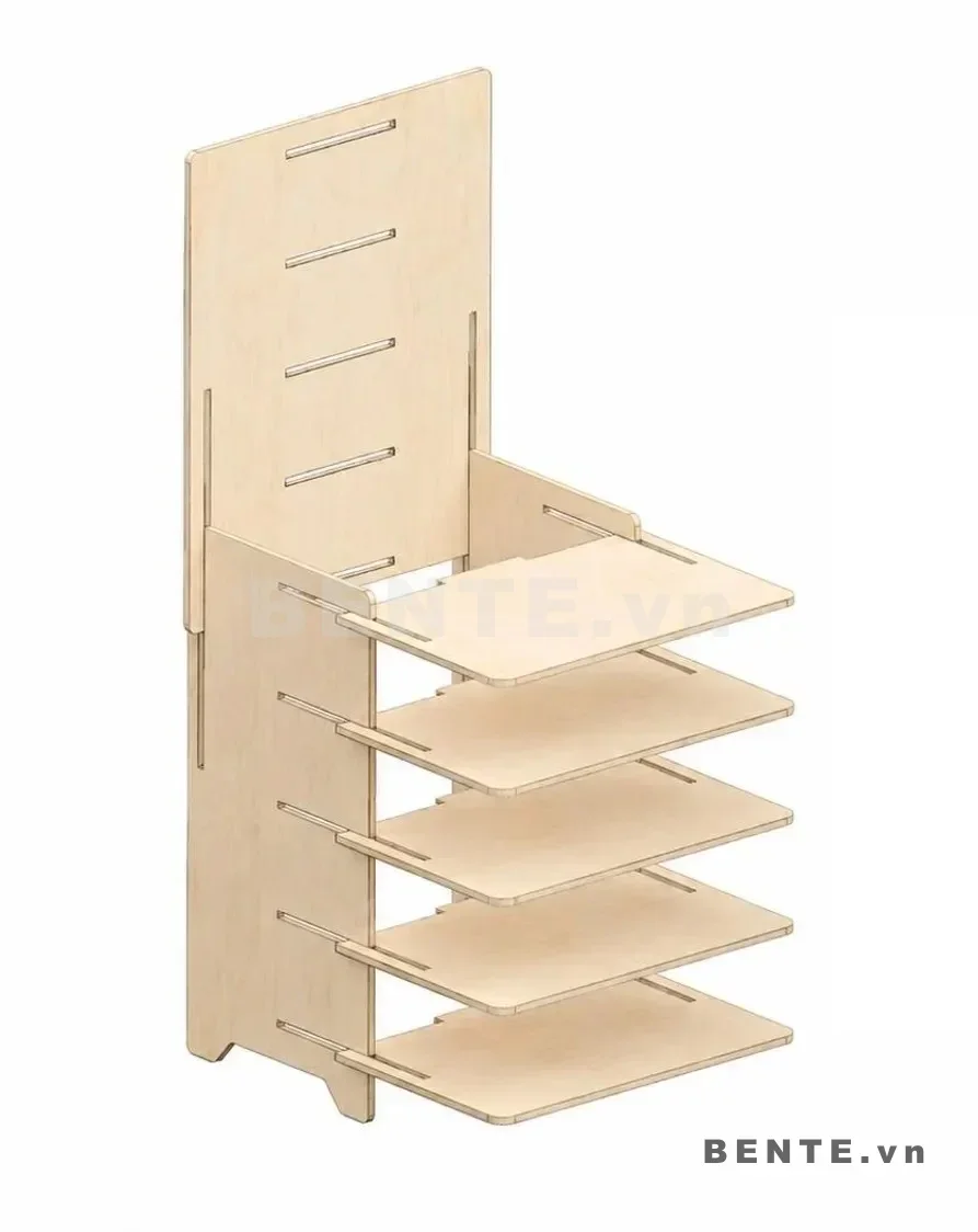 ảnh hướng dẫn lắp ráp, tủ sách gỗ trẻ em 5 tầng, tủ sách bé khoang mở liên tiếp