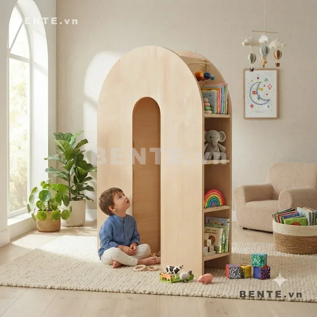 Tủ Sách Gỗ Trẻ Em Hình Vòm, Khoang Vòm Trung Tâm, Nhiều Tầng Mở, Lắp Ráp Đơn Giản - T41762, tủ sách gỗ trẻ em hình vòm, tủ sách bé khoang vòm trung tâm, tủ sách trẻ em nhiều tầng mở, tủ gỗ trẻ em hông cong liền tấm, tủ sách Montessori hình vòm, tủ sách phòng bé khoang mở, tủ đựng sách đồ chơi hình vòm, tủ sách trẻ em mặt kệ chắn, tủ gỗ phòng chơi nhiều tầng, tủ sách gỗ trẻ em lắp ráp