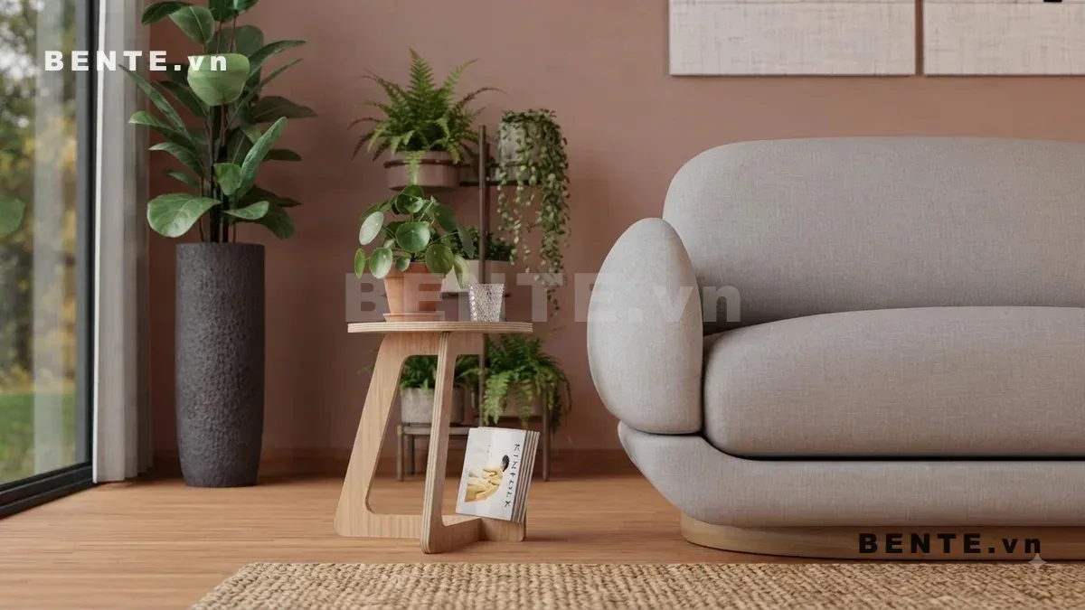 bàn sofa kệ mở, bàn tròn chân khung mở