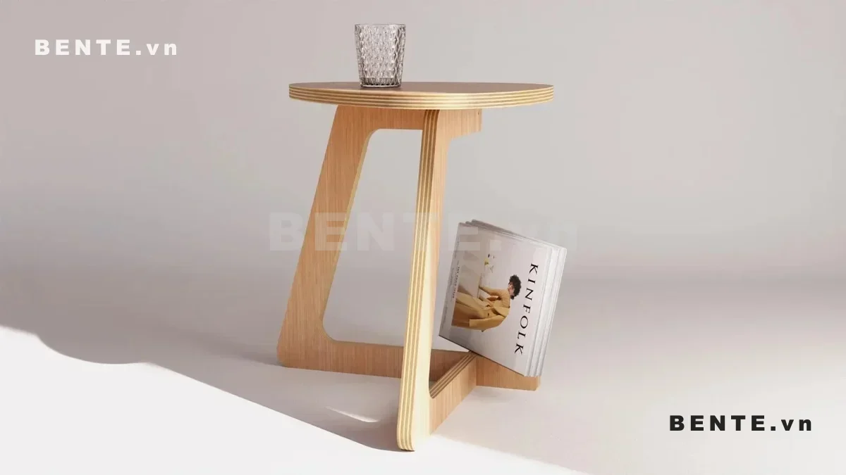 bàn cafe để sách phía dưới, bàn phụ cạnh sofa có kệ