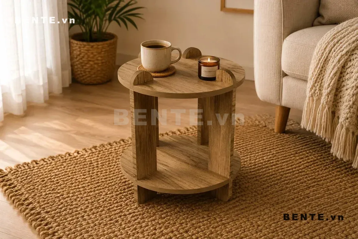 bàn tròn kệ tròn phía dưới