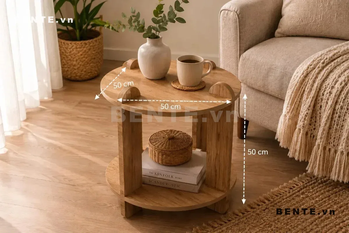 ảnh kích thước, bàn cafe 2 tầng mặt tròn
