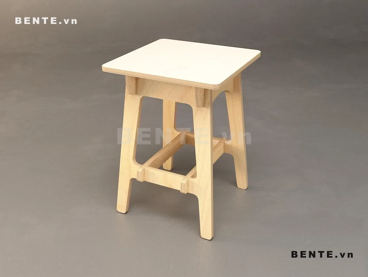 Ghế Gỗ Đôn Mặt Vuông Bo Góc, Chân Khung Khoét Vòm, Giằng Ngang, Lắp Ráp Đơn Giản - G58321, ghế đôn gỗ mặt vuông bo góc, ghế gỗ không tựa chân khung, ghế đôn chân khoét vòm, ghế gỗ chân tấm, ghế đôn chân khung cong, ghế gỗ giằng ngang, ghế đôn 4 chân xòe, ghế gỗ lắp ráp không tựa, ghế đôn mặt vuông, ghế ngồi chân khung khoét vòm