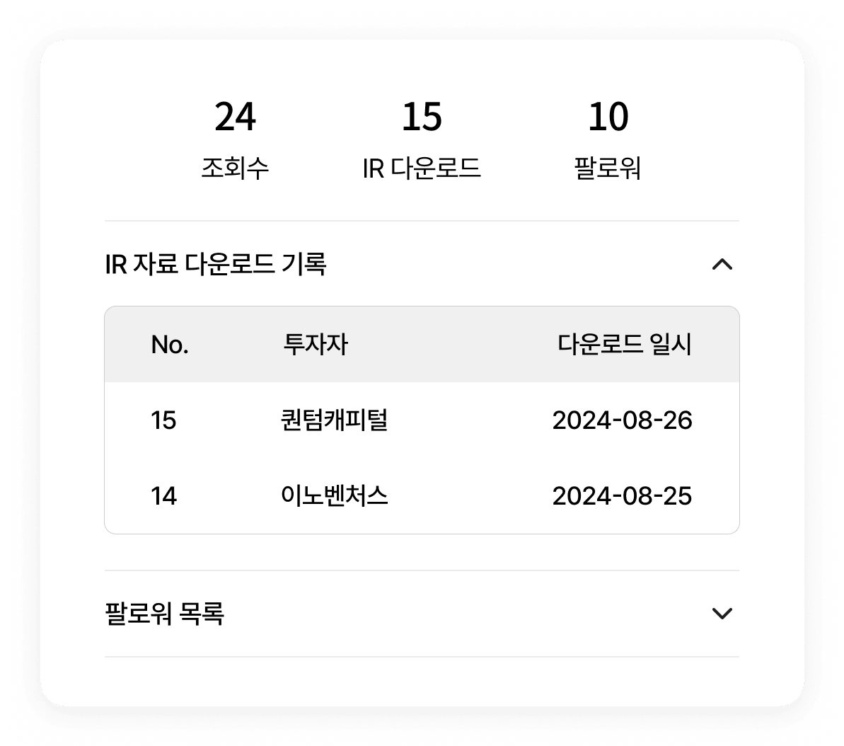 
                                                투자자 기록 조회
                                            