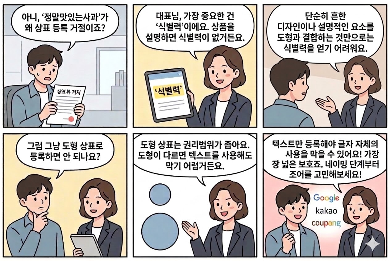 따라서 가능하다면 텍스트 상표로 등록하는 것이 가장 넓은  화면