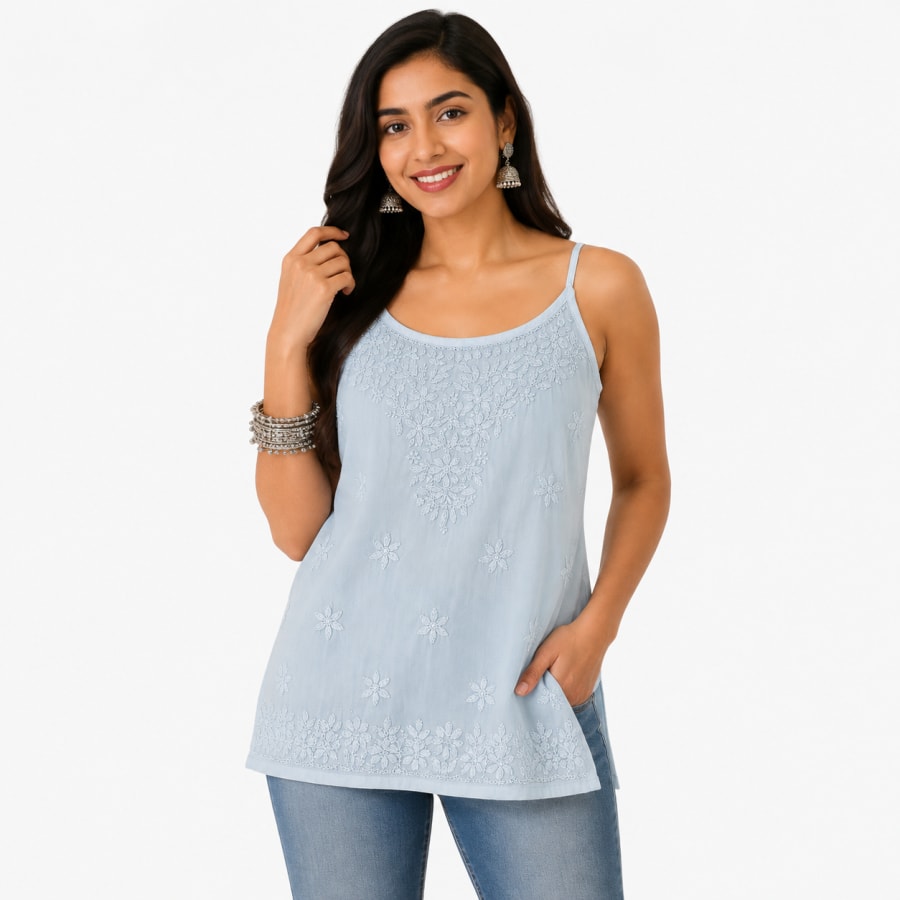 Noodle Strap Chikankari Kurti