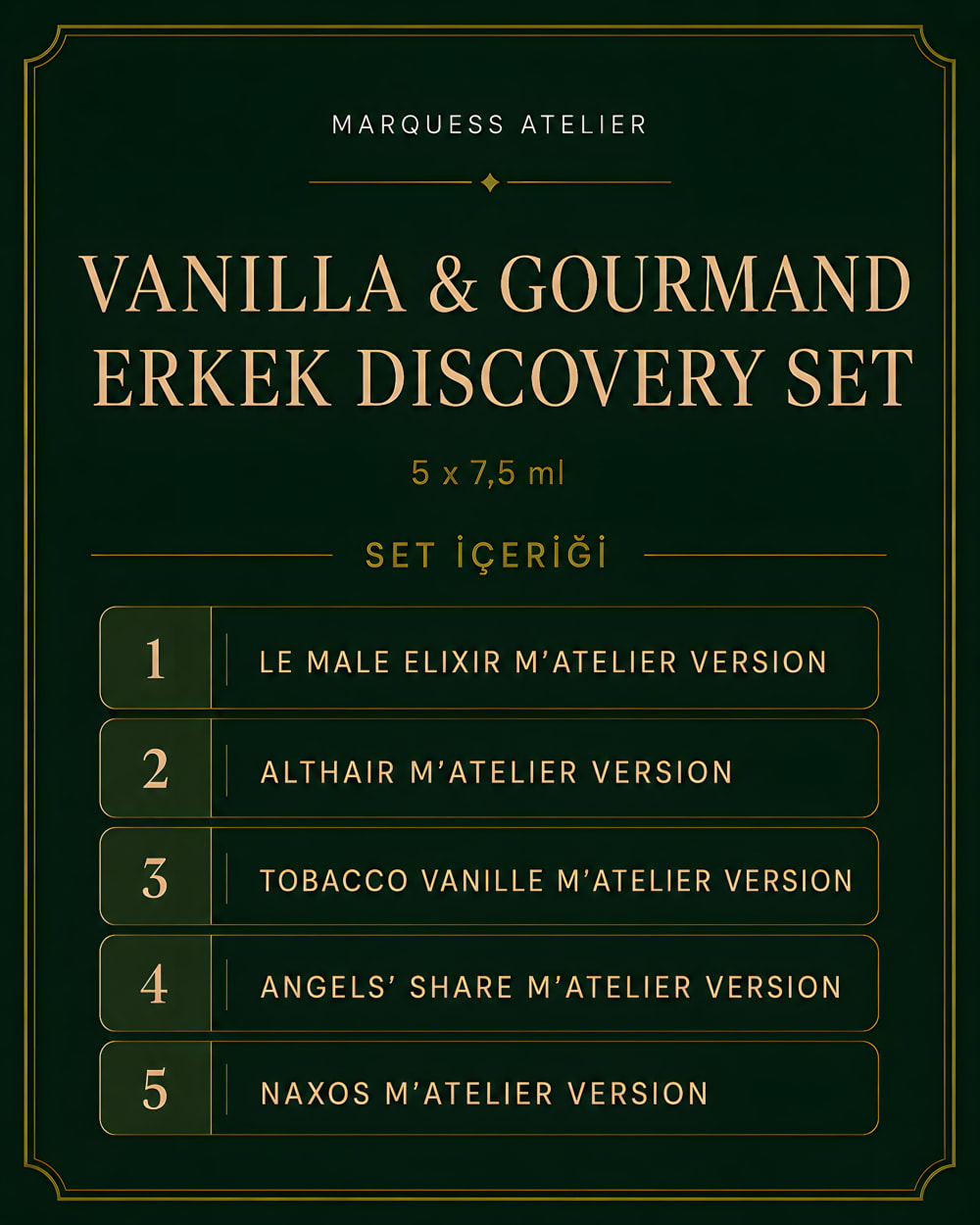 Vanilla & Gourmand Erkek Discovery Set | 5 x 7,5 ml - detay