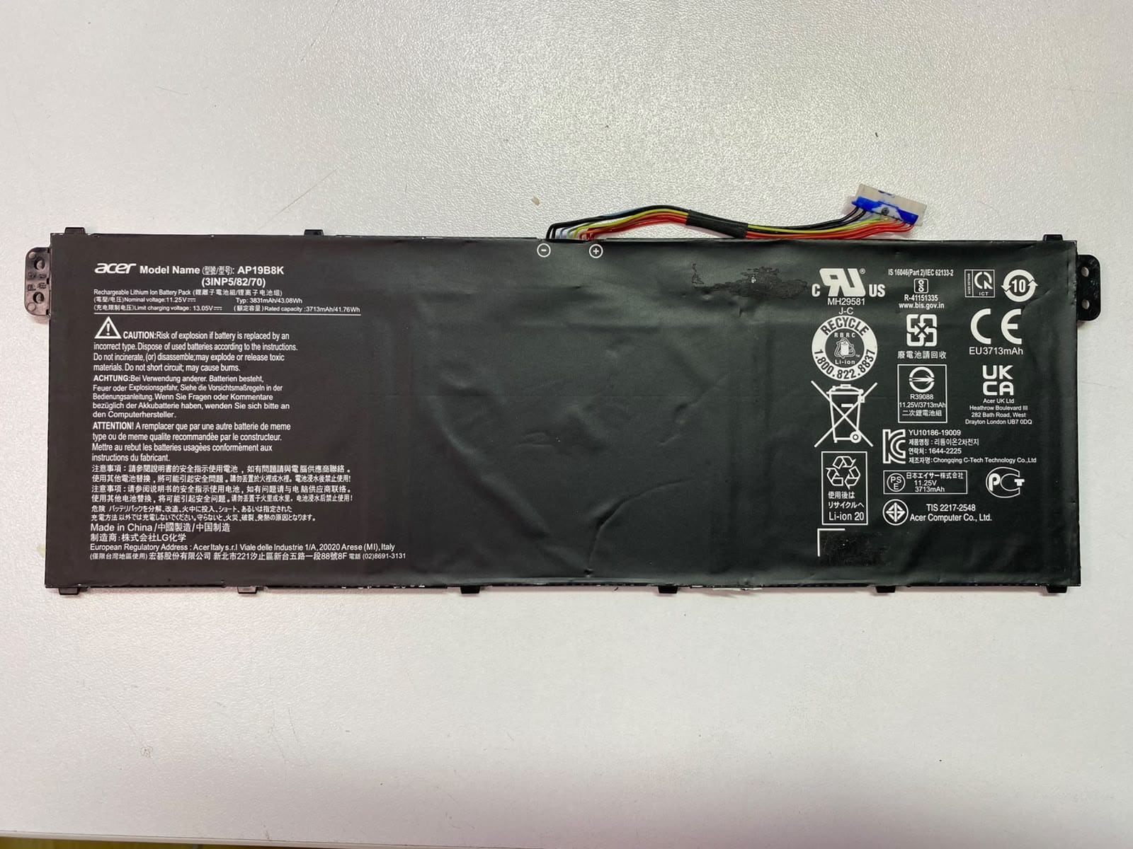 Orijinal Acer AP19B8K Batarya 3713mAh 43.08Wh