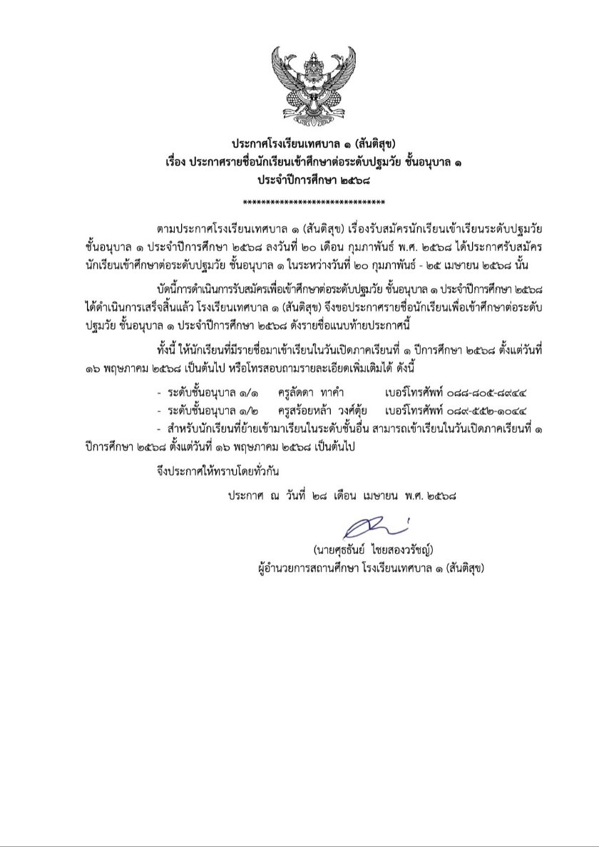 ประกาศฉบับวันที่ 28 เมษายน 2568