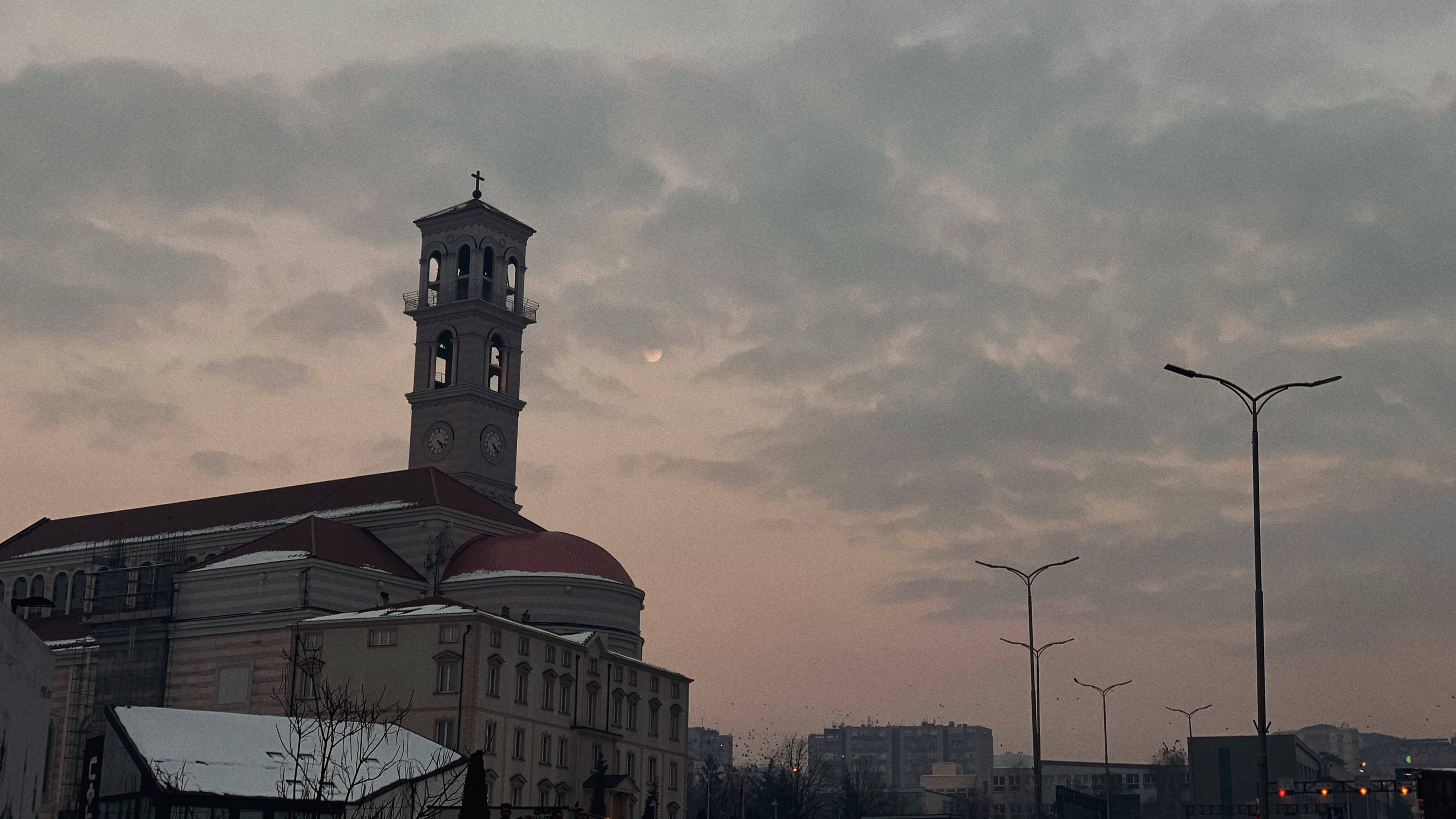 Mother Teresa Cathedral in Pristina in sunset.