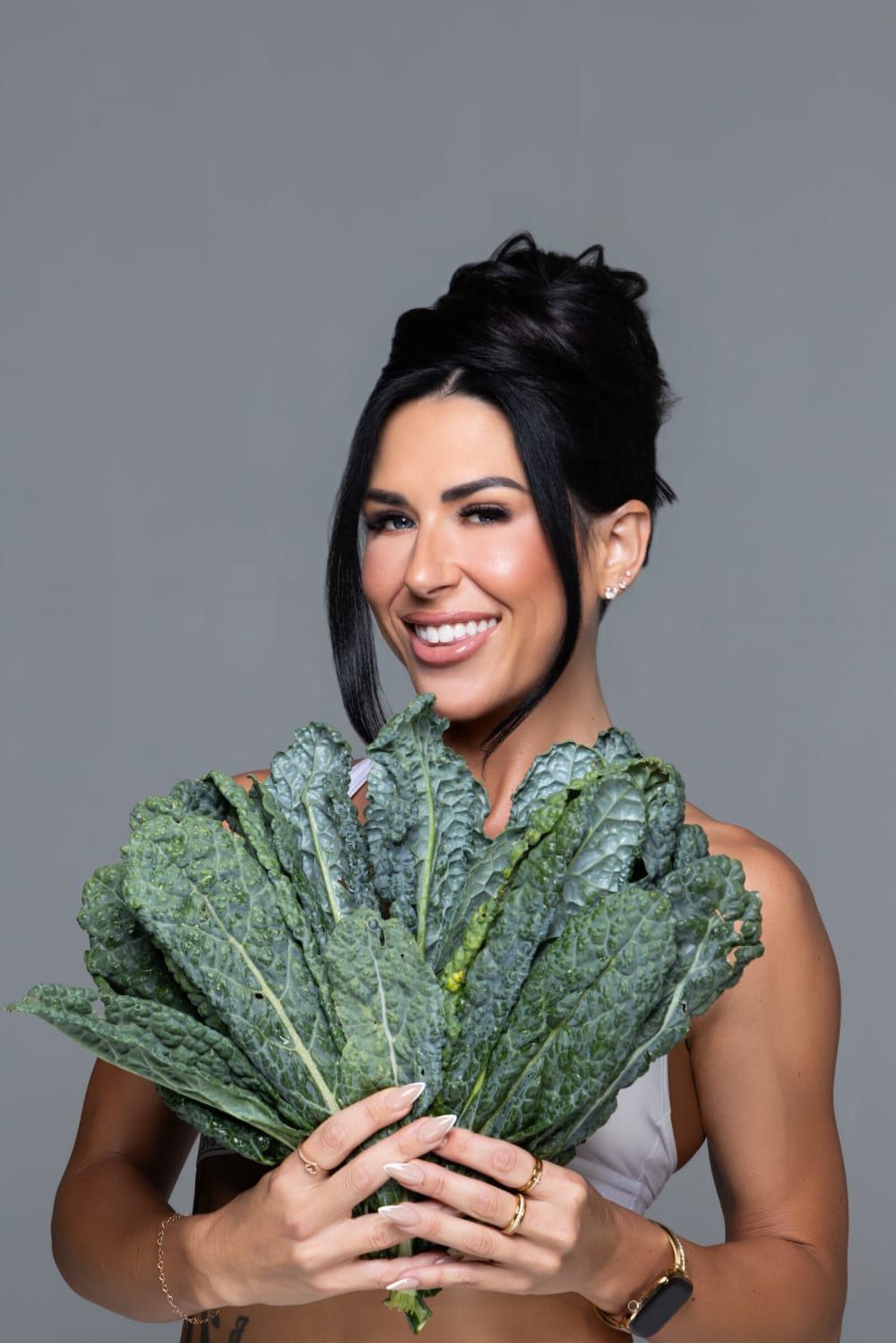 Sammy Houle with fresh greens