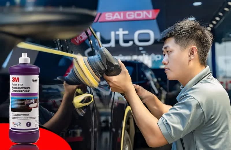 Xả nhám bằng xi 3M bước 1