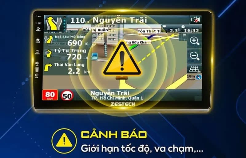 Màn Hình Ô Tô Zestech 360 Base cảnh báo tốc độ