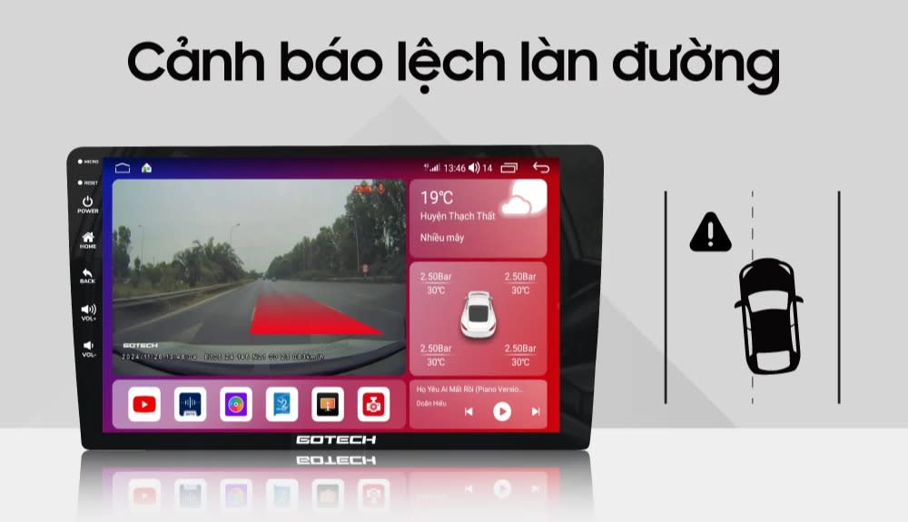 Gotech GTS4 cảnh báo lệch làn đường