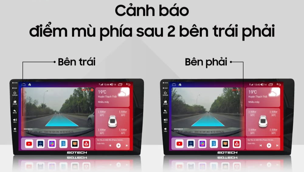 Gotech GTS4 cảnh báo điểm mù phía sau 2 bên trái phải