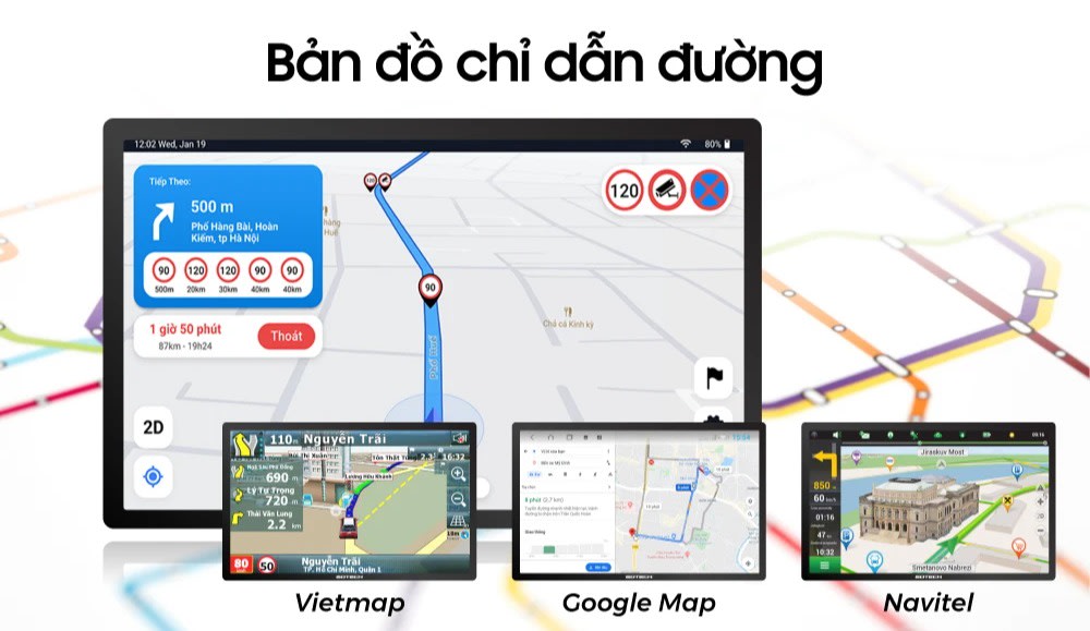 Màn hình ô tô thông minh GTS4 bản đồ chỉ đường tiên tiến