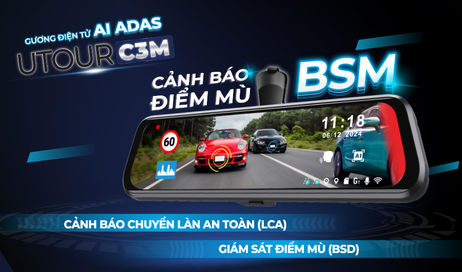 UTOUR C3M (Gương Điện Tử AI ADAS) - Camera Hành Trình - 360 Độ tại Đức Hiếu Auto - hình 6