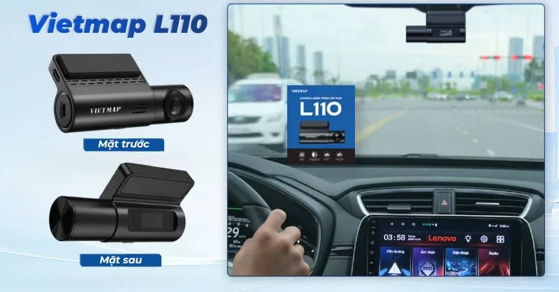 Camera hành trình Vietmap L110 với thiết kế nhỏ gọn, hiện đại, tích hợp nhiều tính năng thông minh