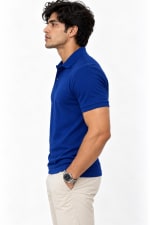 ADRIZO Royal Blue Button Polo T-Shirt thumbnail 4