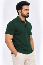 ADRIZO Bottle Green Button Polo T-Shirt thumbnail 3