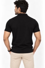 ADRIZO Jet Black Button Polo T-Shirt thumbnail 4