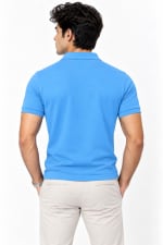 ADRIZO Sky Blue Button Polo T-Shirt thumbnail 4