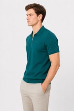 ADRIZO Rama Green Zipper Polo T-Shirt thumbnail 3