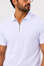 ADRIZO White Zipper Polo T-Shirt thumbnail 2