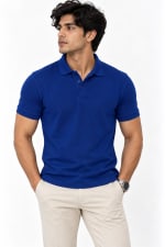ADRIZO Royal Blue Button Polo T-Shirt thumbnail 1