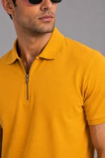 ADRIZO Yellow Zipper Polo T-Shirt thumbnail 2
