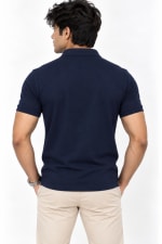 ADRIZO Navy Blue Button Polo T-Shirt thumbnail 4