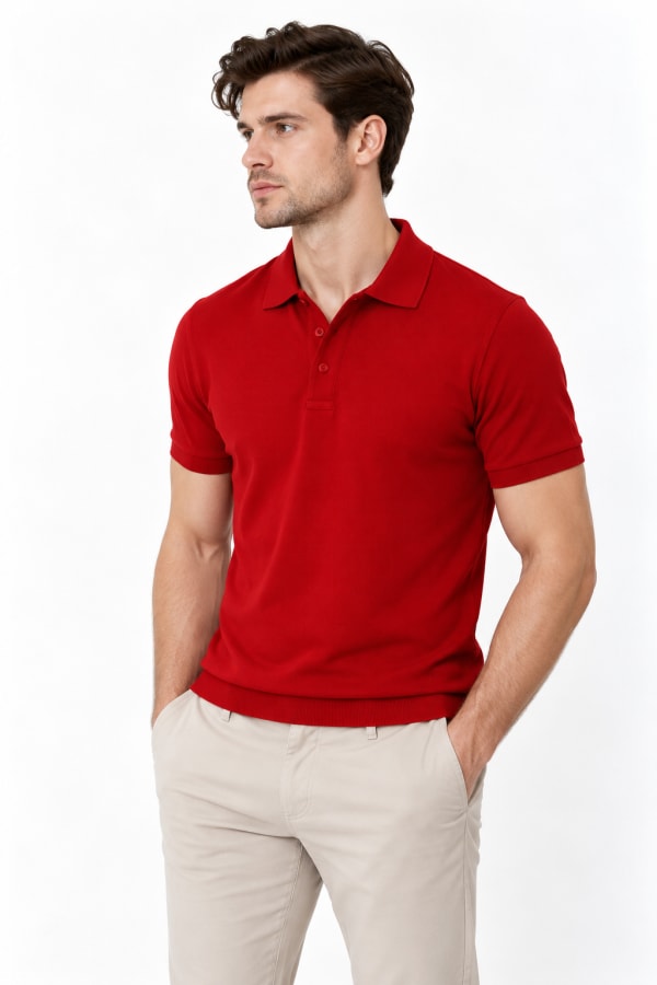 ADRIZO Red Button Polo T-Shirt