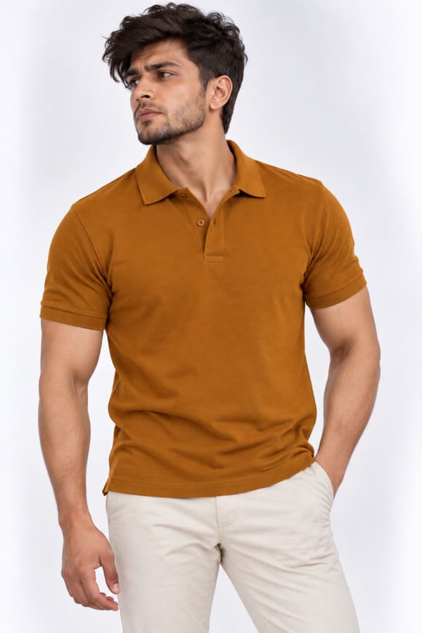 ADRIZO Mustard Button Polo T-Shirt