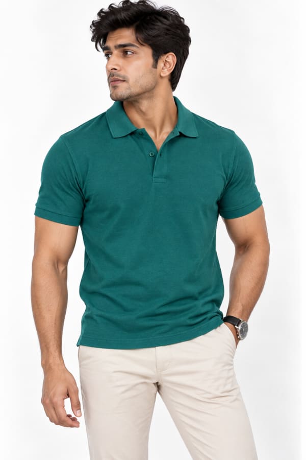 ADRIZO Rama Green Button Polo T-Shirt