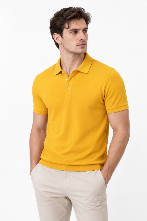 ADRIZO Yellow Button Polo T-Shirt