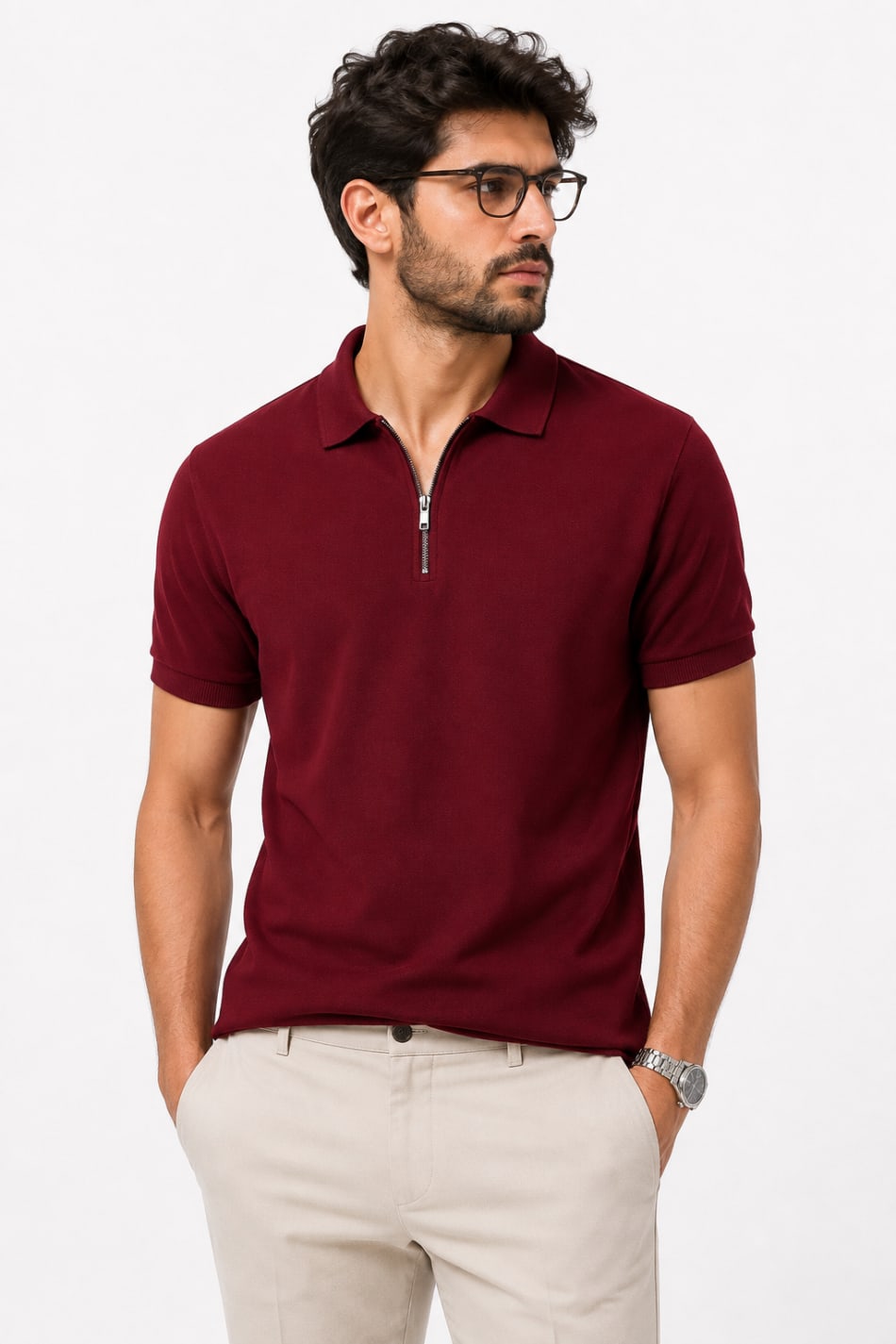 ADRIZO Mehron Zipper Polo T-Shirt in MEHRON - View 1