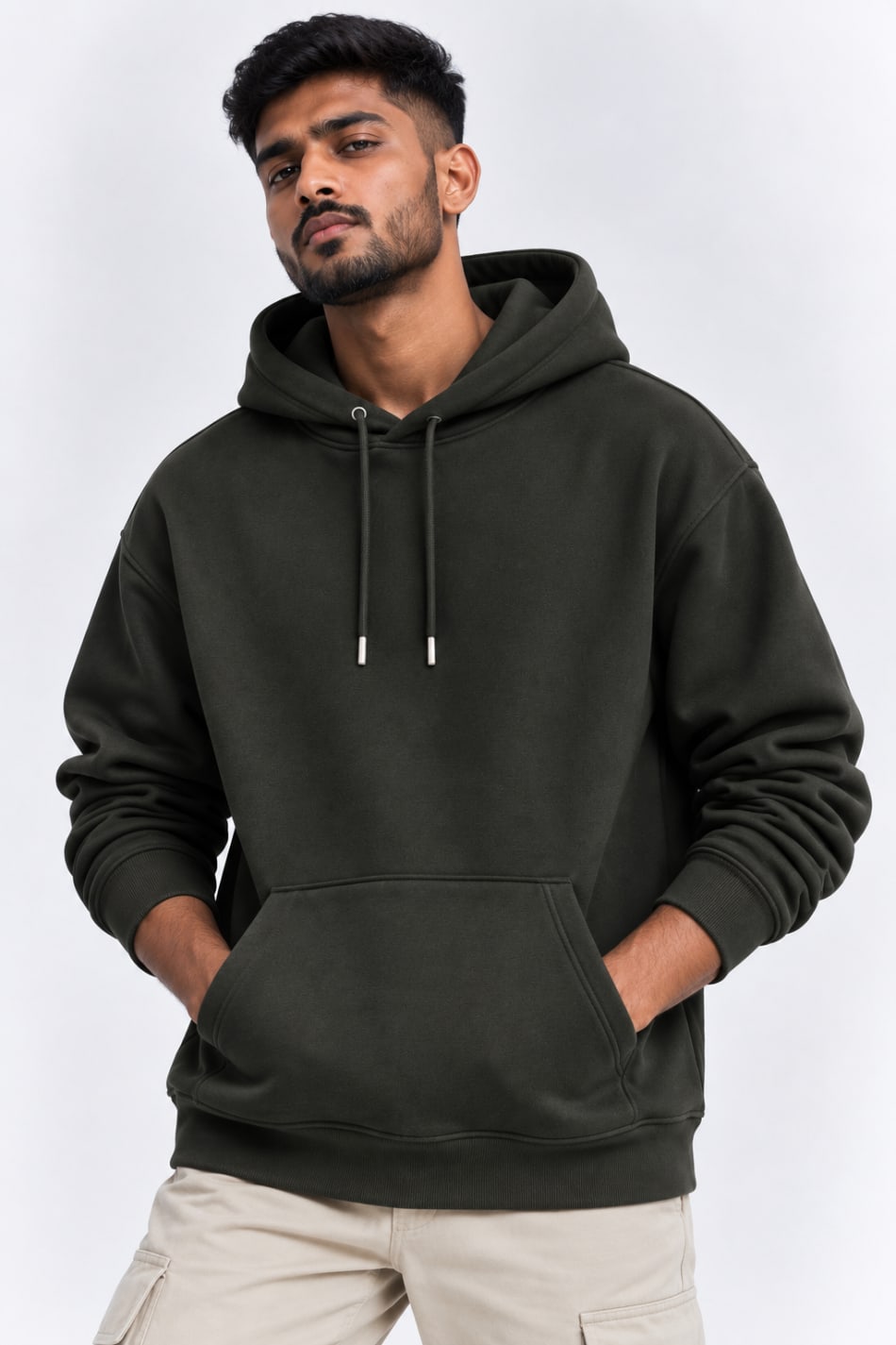 ADRIZO Olive Green Men's Hoodie in OLIVE GREEN - View 1