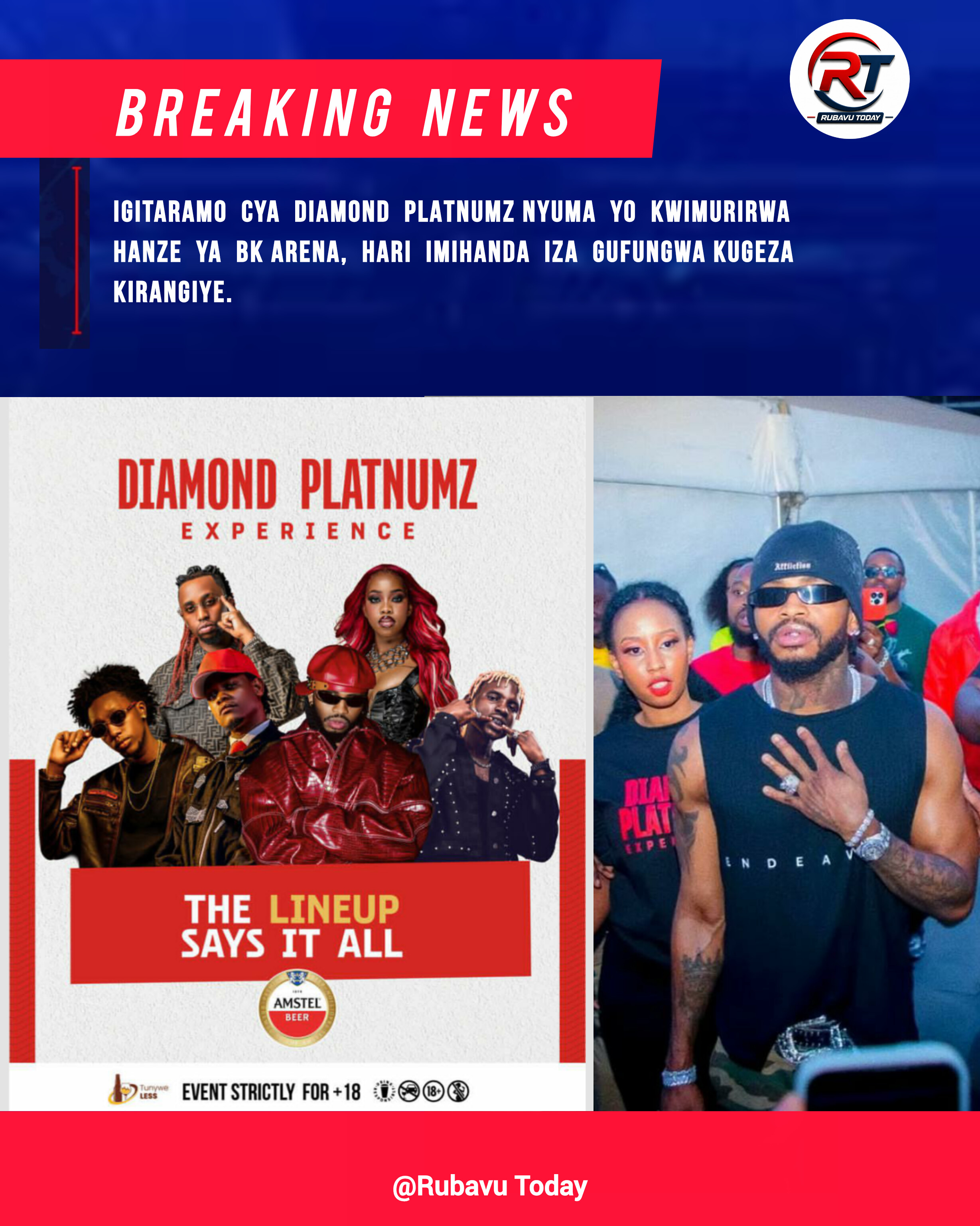 Igitaramo cya Diamond Platnumz cyimuriwe hanze ya BK Arena kubera ubwinshi bw'abashobora kucyitabira