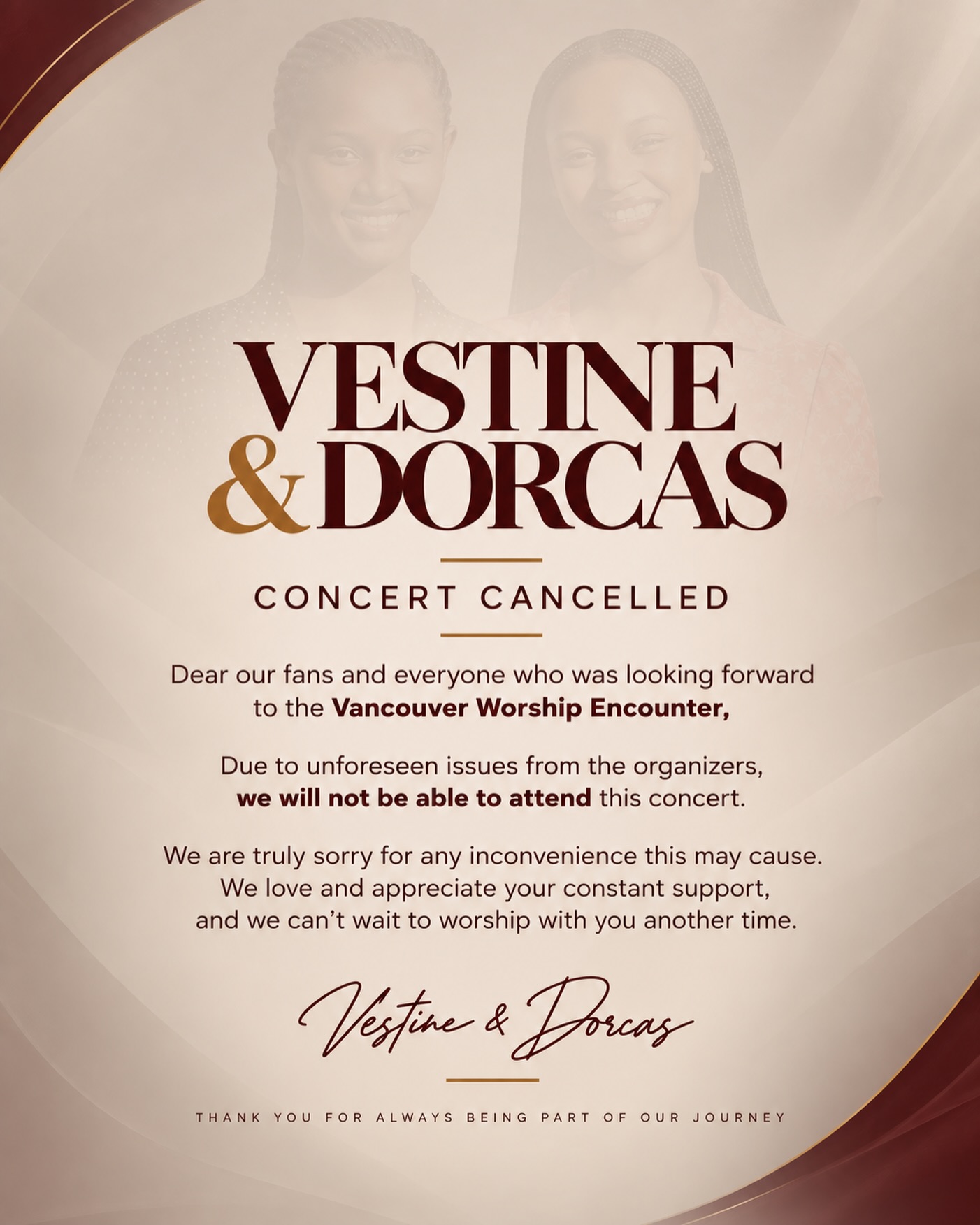 Vestine na Dorcas ntibazitabira Vancouver Worship Encounter