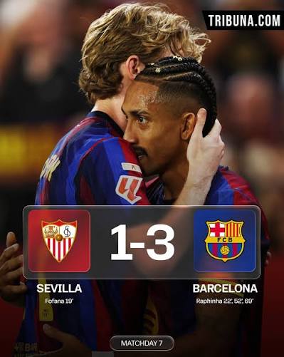 Barcelona itsinze Sevilla 3-1, Raphinha atsinda hat-trick photo 1
