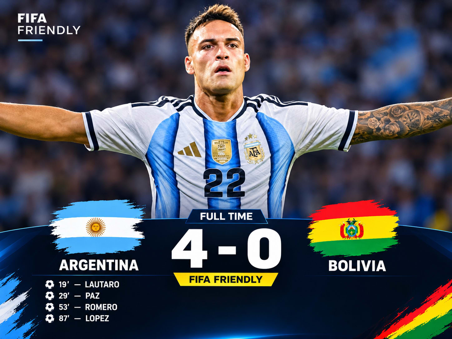 Argentina yatsinze Bolivia 4-0 mu mukino wa mbere idafite Messi