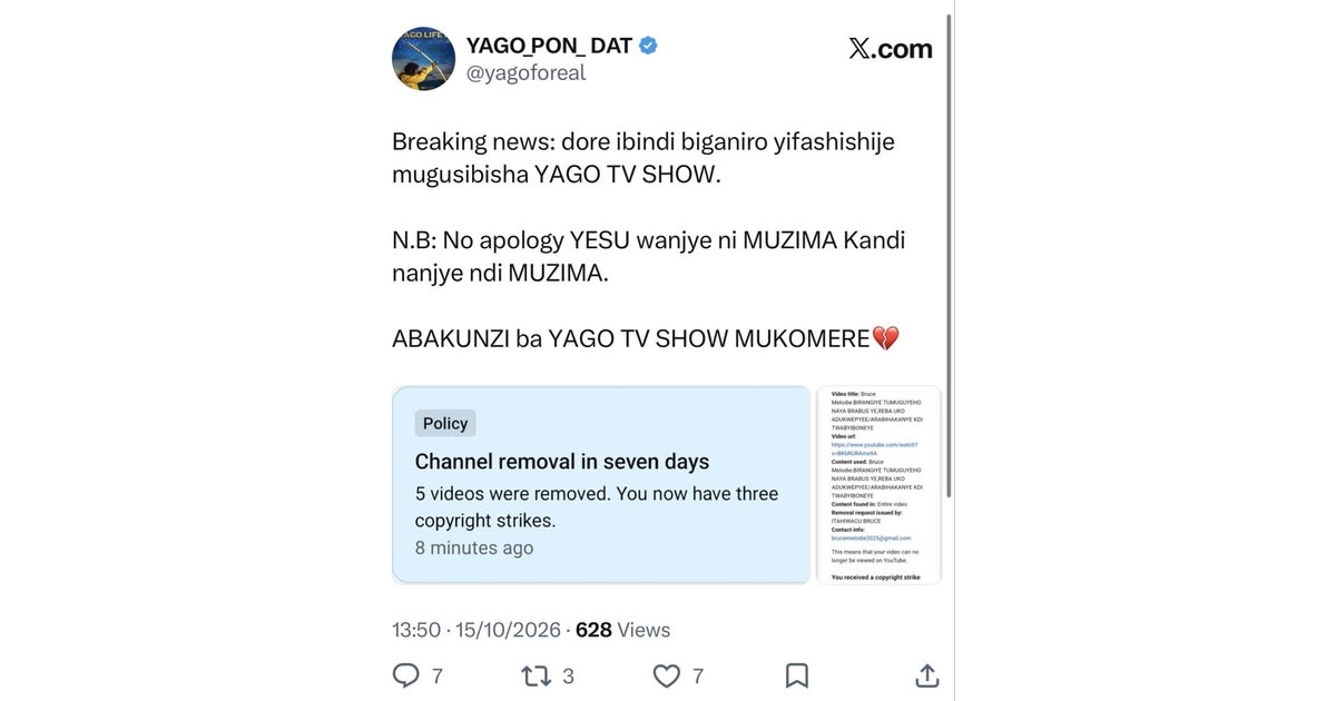 Yago Pon Dat yavuze ko Bruce Melodie n’ikipe ye bamureze kuri YouTube, ahabwa St photo 1