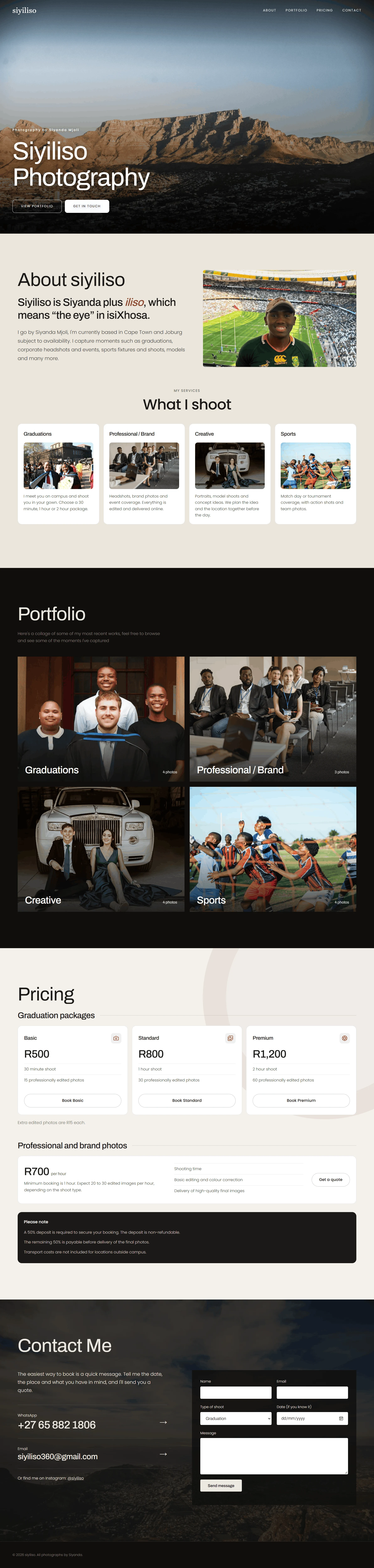 Siyiliso Photography website
