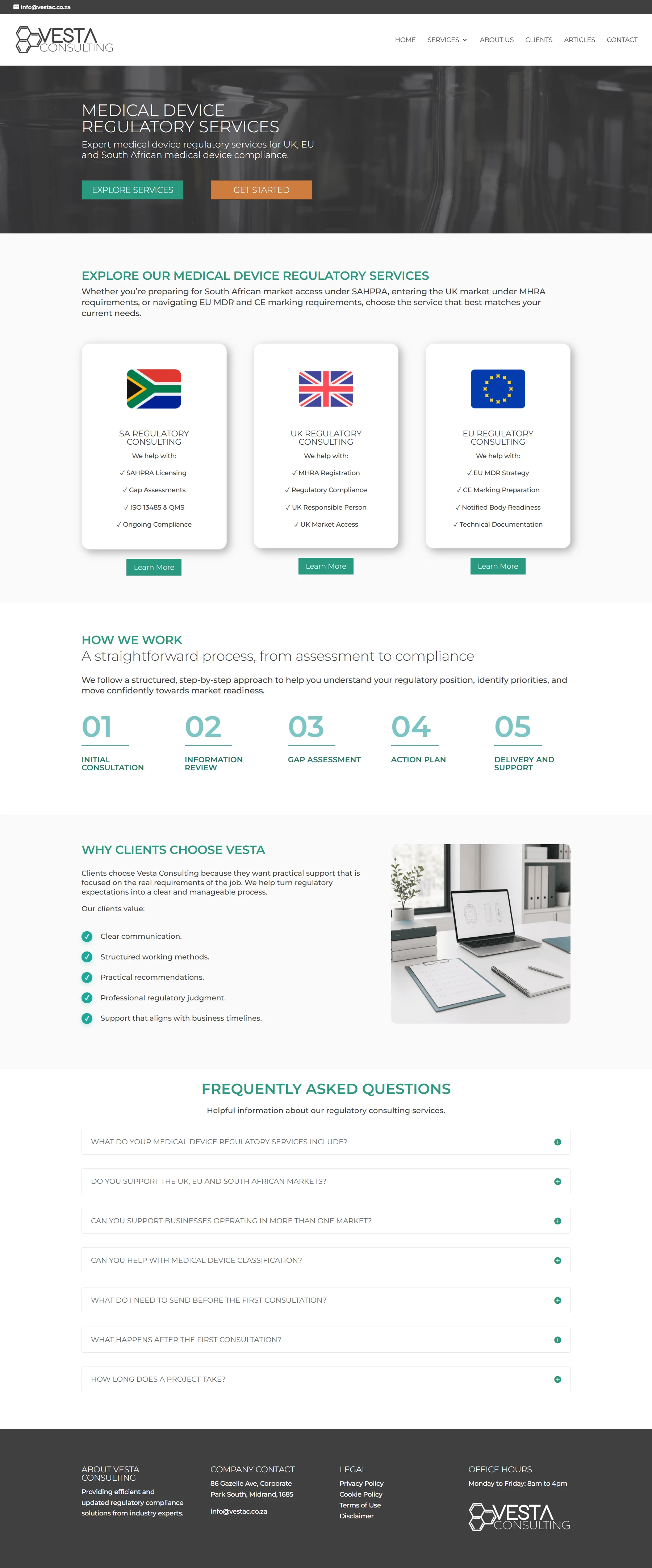Vesta Consulting website